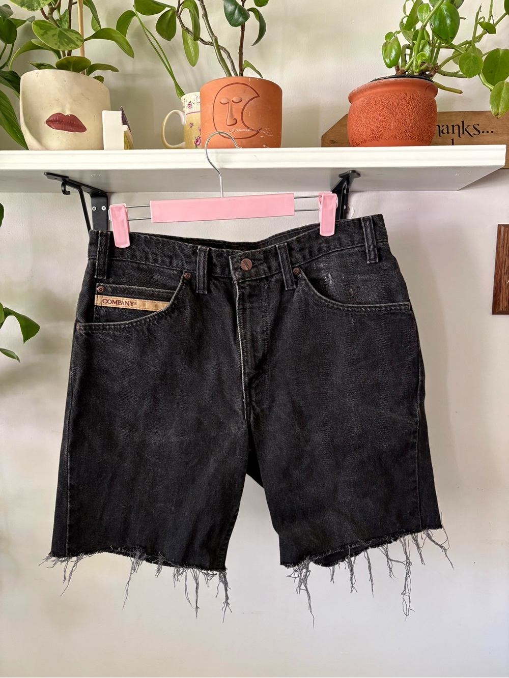 Black Frayed Hem Denim Shorts - Women's